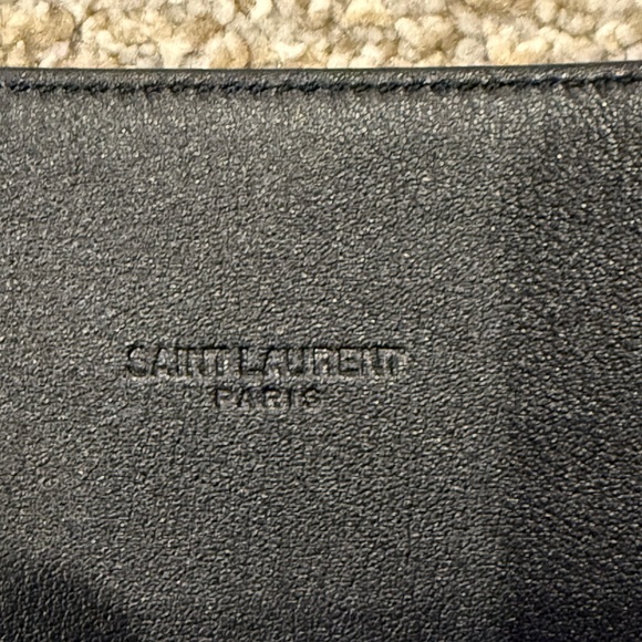 Saint Laurent Black Embossed Belt with Gold Detail main image 4